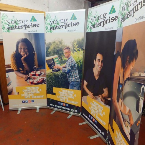 Example of roller banners printed By Glasgow banners